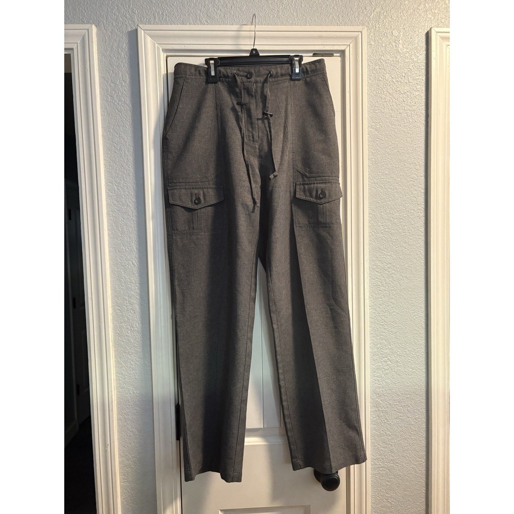 New York Jeans Cargo Pants Women Medium‎ Gray Wide Leg Drawstring Toggle Utility